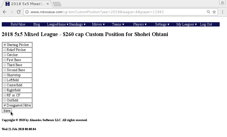 Custom Position for Shohei Ohtani